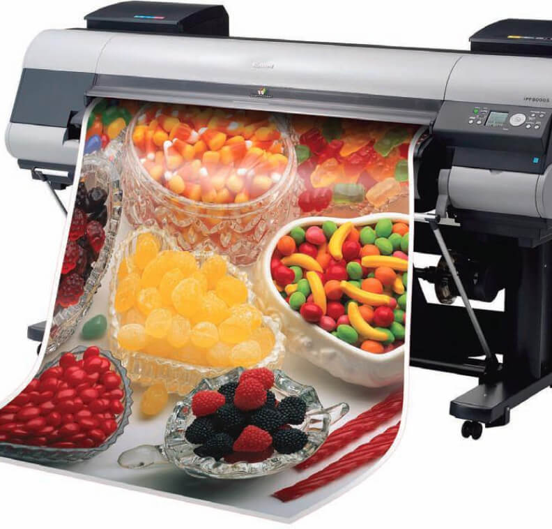Large format printer printing colorful candy photo